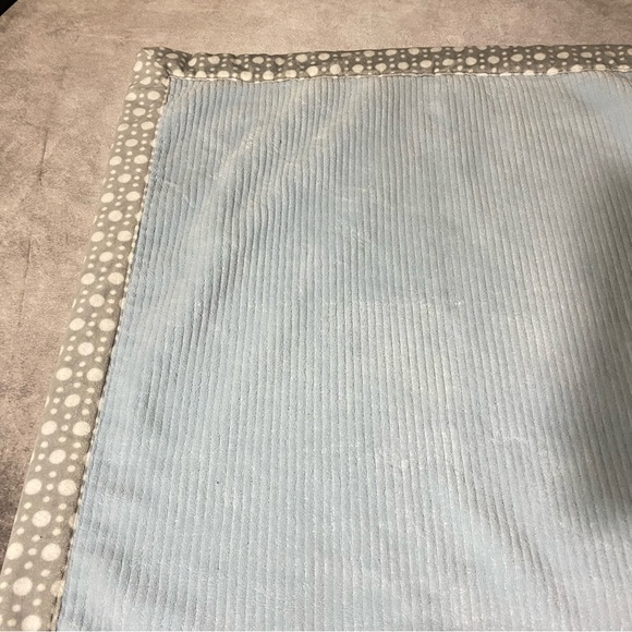 Chick Pea Blue Gray Ribbed Trim Baby Blanket Soft Plush Solid Elephant 30x30 - Picture 6 of 9